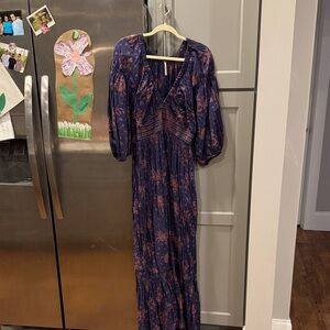 Free People Navy and Rust Maxi Dress